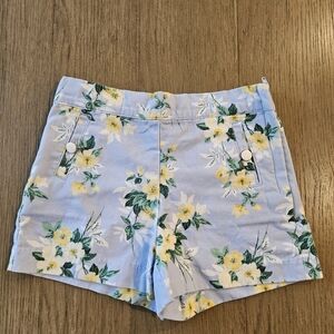 Janie and Jack Light Blue Floral Short with Yellow Blooms Girl SZ. 7T